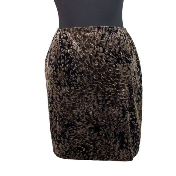 Carole Little 16 Gold Velvet Feather Pencil Skirt Sparkly Evening Fits 1X 2X 3X - Picture 1 of 9
